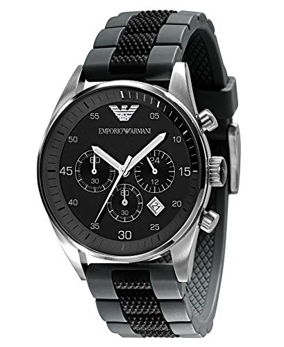 Emporio Armani Sportivo Black Dial Two Tone Ceramic Bracelet Watch For Men - AR5866 Watches Emporio Armani   