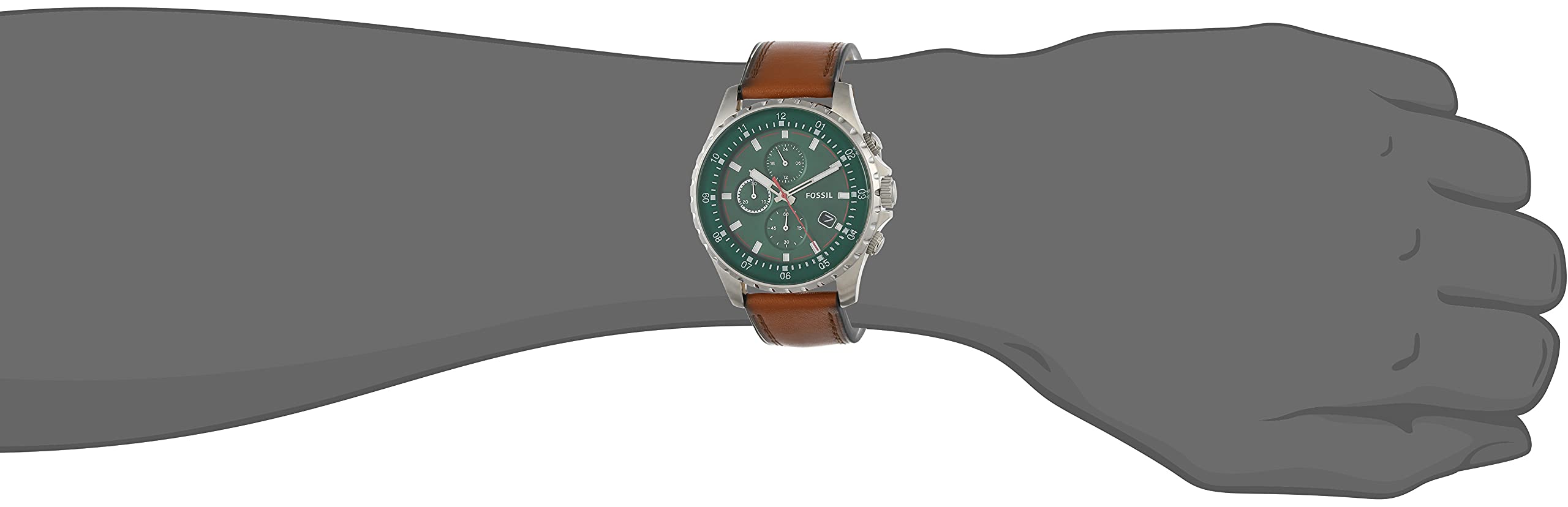 Fossil Dillinger Luggage Chronograph Green Dial Brown Leather Strap Watch for Men - FS5734 Watches Fossil   