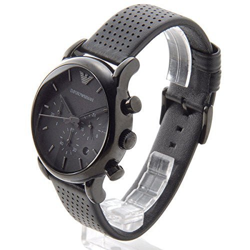 Emporio Armani Luigi Chronograph Black Dial Black Leather Strap Watch For Men - AR1737 Watches Emporio Armani   