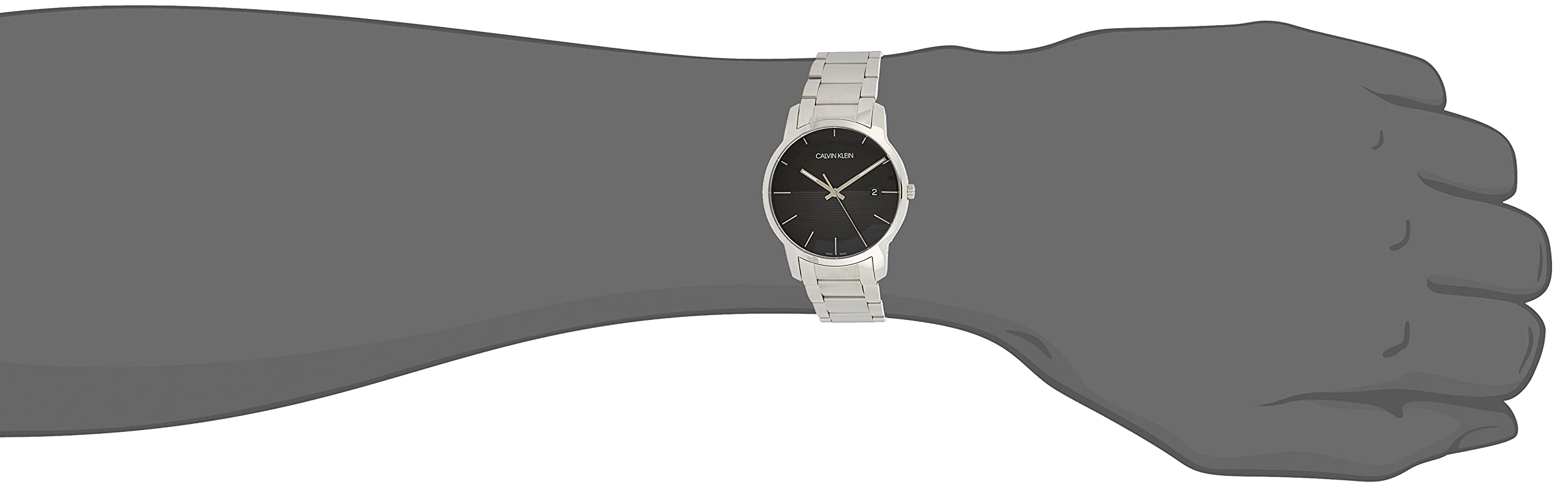 Calvin Klein City Black Dial Silver Steel Strap Watch for Men - K2G2G14C Watches Calvin Klein   