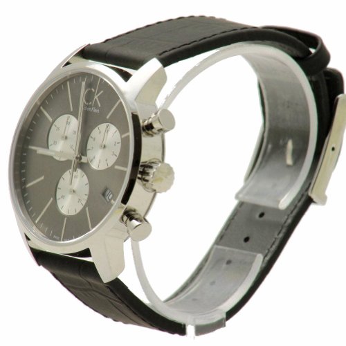 Calvin Klein City Chronograph Black Dial Black Leather Strap Watch for Men - K2G271CX Watches Calvin Klein   