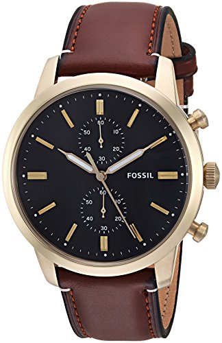 Fossil Townsman Chronograph Black Dial Brown Leather Strap Watch for Men - FS5338 Watches Fossil   