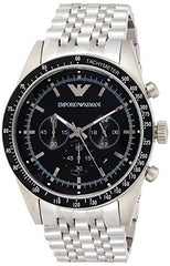 Emporio Armani Tazio Chronograph Black Dial Silver Stainless Steel Watch For Men - AR5988 Watches Emporio Armani   