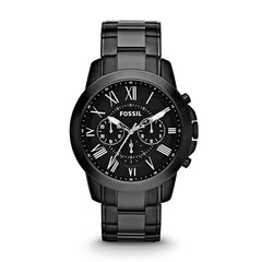 Fossil Grant Chronograph Black Dial Black Steel Strap Watch for Men - FS4832 Watches Fossil   