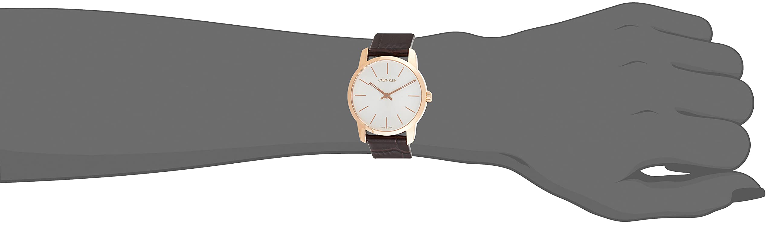 Calvin Klein City White Mother of Pearl Dial Brown Leather Strap Watch for Women - K2G23620 Watches Calvin Klein   