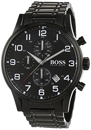 Hugo Boss Chronograph Black Dial Black Steel Strap Watch for Men - 1513180 Watches Hugo Boss   