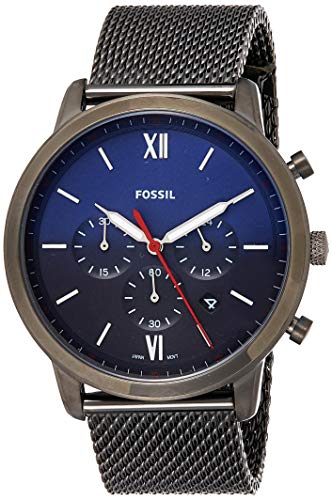 Fossil Neutra Chronograph Blue Dial Silver Mesh Bracelet Watch for Men - FS5383 Watches Fossil   