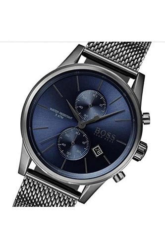 Hugo Boss Jet Blue Dial Gunmetal Mesh Bracelet Watch for Men  - 1513677 Watches Hugo Boss   