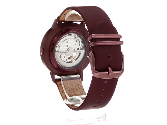 Fossil Vintage Muse Automatic Skeleton Maroon Dial Maroon Leather Strap Watch for Women - ME3137 Watches Fossil   