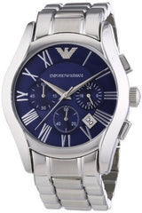 Emporio Armani Classic Blue Dial Silver Stainless Steel Strap Watch For Men - AR1635 Watches Emporio Armani   