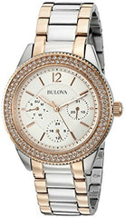 Bulova Crystal Collection Silver Dial Two Tone Steel Strap Watch for Women - 98N100 Watches Bulova   