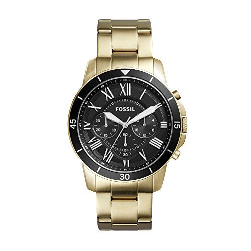 Fossil Inscription Automatic Black Dial Gold Steel Strap Watch for Men - FS5267 Watches Fossil   