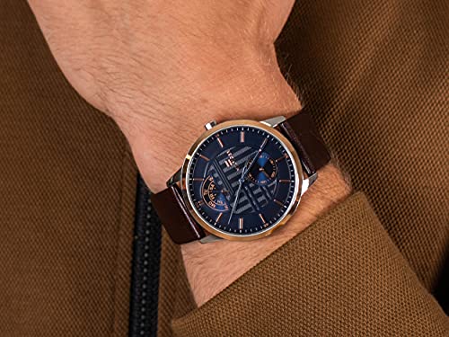 Tommy Hilfiger Hunter Blue Dial Brown Leather Strap Watch for Men - 1791605 Watches Tommy Hilfiger   