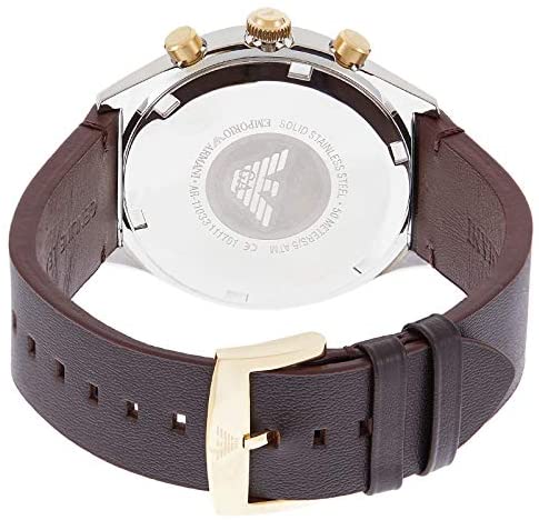 Emporio Armani Chronograph White Dial Brown Leather Strap Watch For Men - AR11033 Watches Emporio Armani   