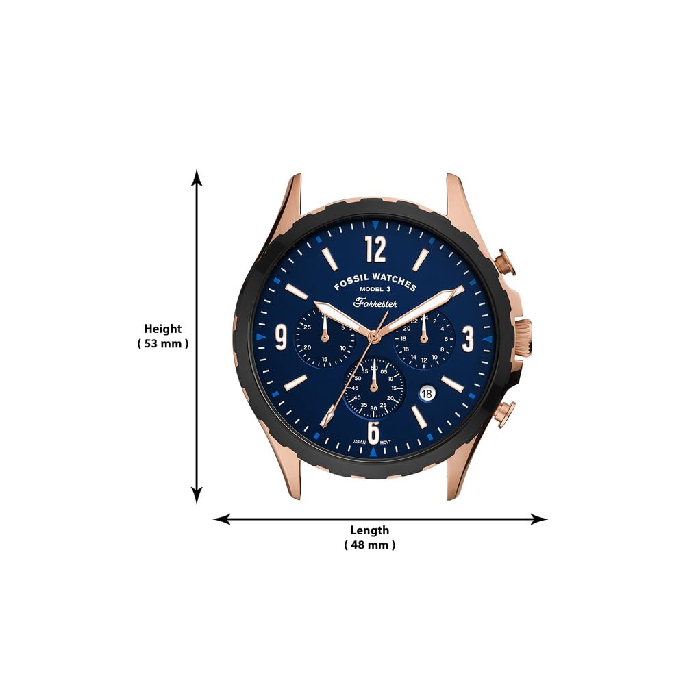 Fossil Forrester Chronograph Blue Dial Blue Leather Strap Watch for Men - FS5814 Watches Fossil   