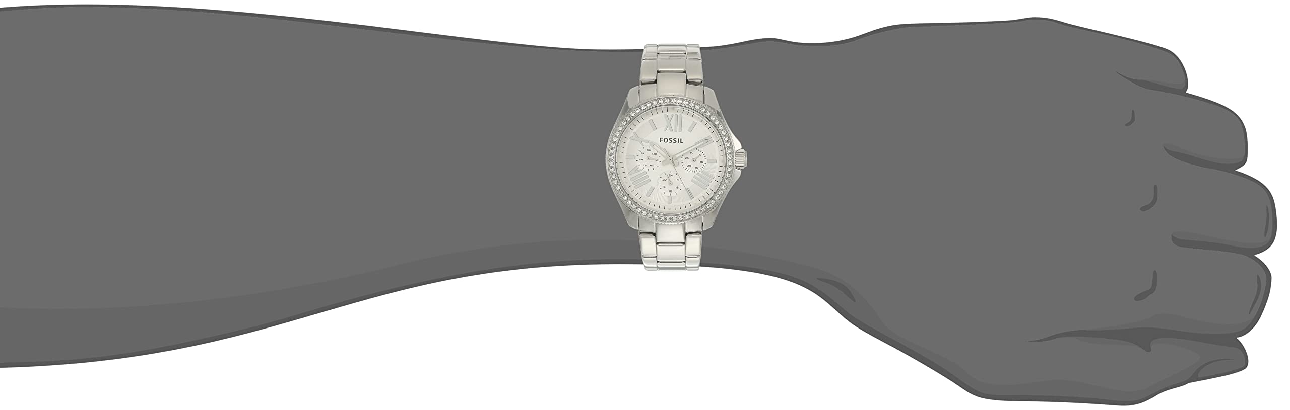 Fossil Cecile Chronograph Silver Dial Silver Steel Strap Watch for Women - AM4481 Watches Fossil   