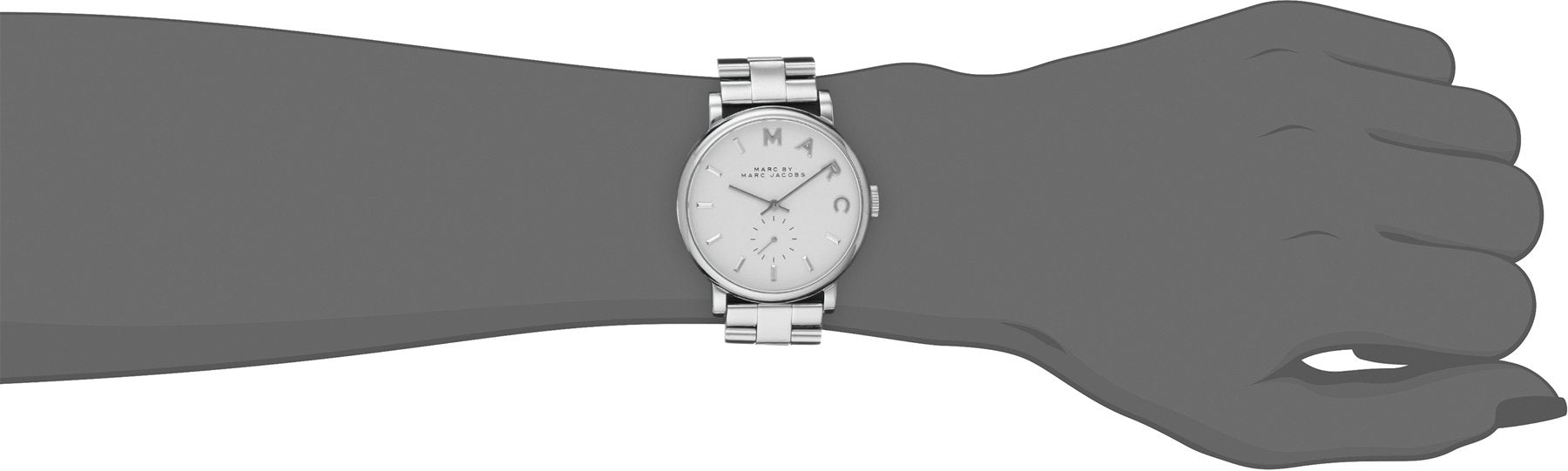 Marc Jacobs Baker White Dial Silver Stainless Steel Strap Watch for Women - MBM3242 Watches Marc Jacobs   