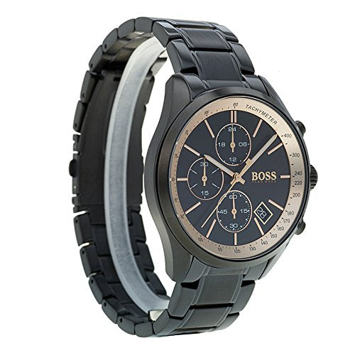 Hugo Boss Grand Prix Black Dial Black Steel Strap Watch for Men - 1513578 Watches Hugo Boss   