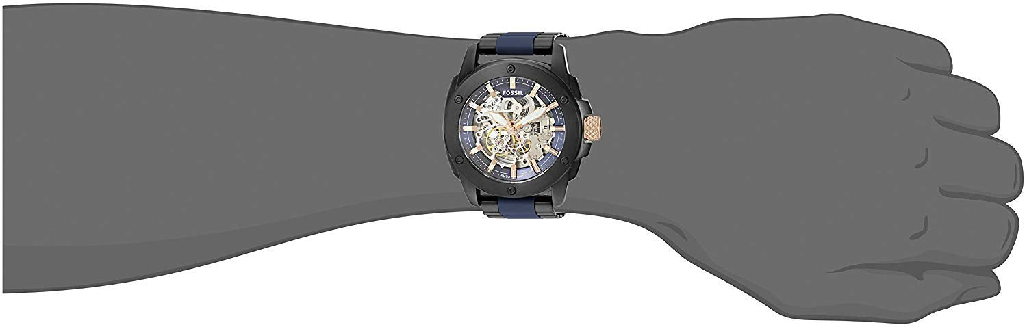 Fossil Modern Machine Automatic Skeleton Blue Dial Two Tone Steel Strap Watch for Men - ME3133 Watches Fossil   