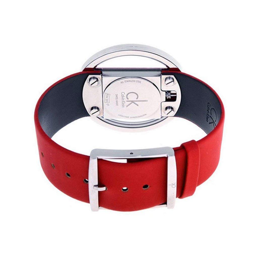 Calvin Klein Glam Transparent Dial Red Leather Strap Watch for Women - K9423144 Watches Calvin Klein   