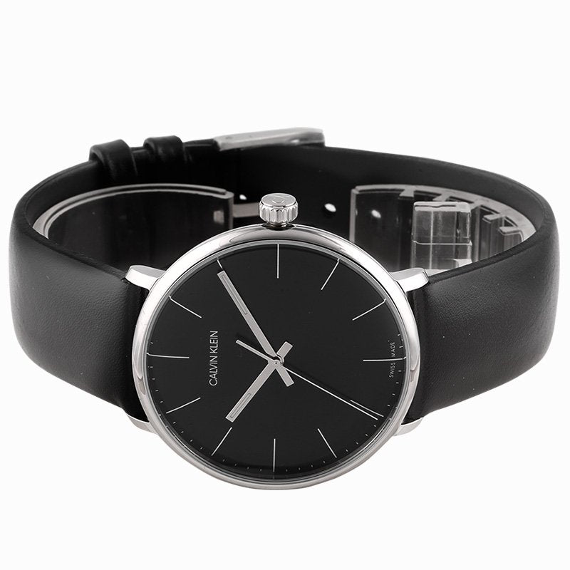 Calvin Klein High Noon Quartz Black Dial Black Leather Strap Watch for Men - K8M211C1 Watches Calvin Klein   