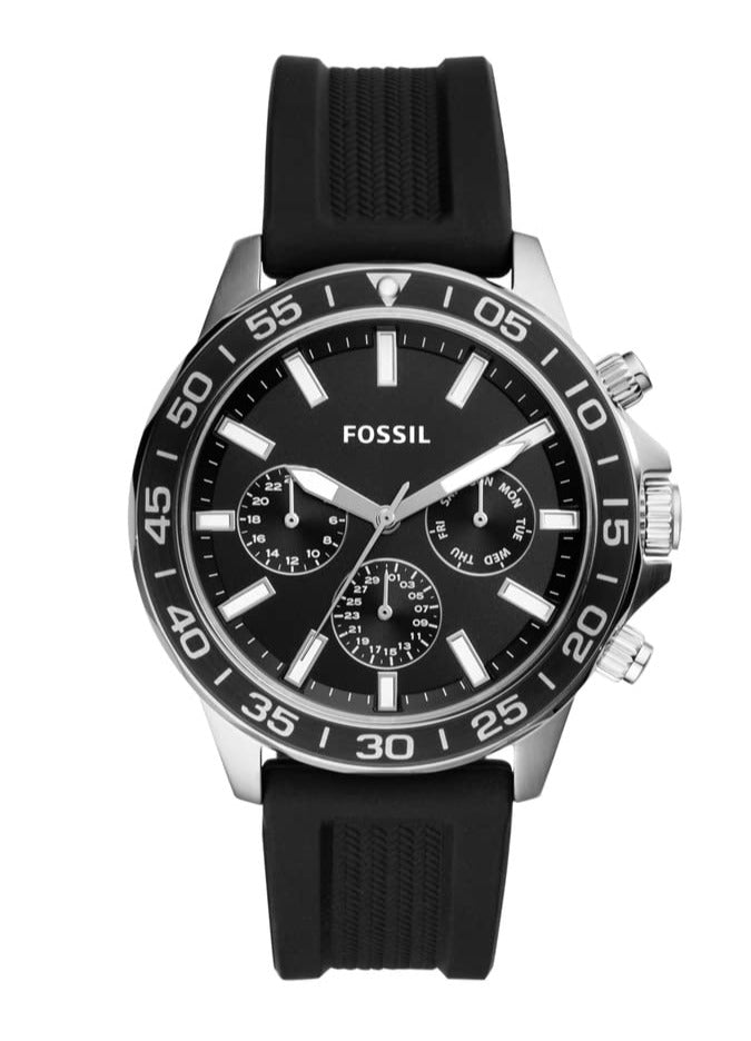 Fossil Bannon Multifunction Black Dial Black Silicone Strap Watch for Men - BQ2494 Watches Fossil   