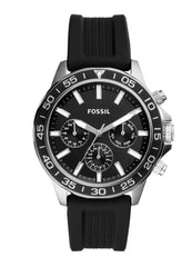 Fossil Bannon Multifunction Black Dial Black Silicone Strap Watch for Men - BQ2494 Watches Fossil   