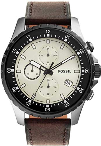 Fossil Dillinger Chronograph Cream Dial Brown Leather Strap Watch for Men - FS5674 Watches Fossil   