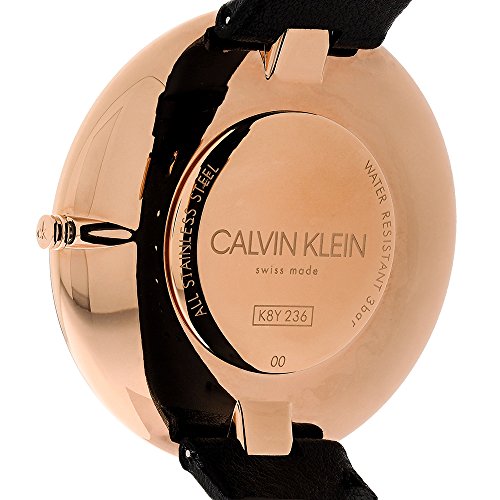 Calvin Klein Full Moon Black Dial Black Leather Strap Watch for Women - K8Y236C1 Watches Calvin Klein   