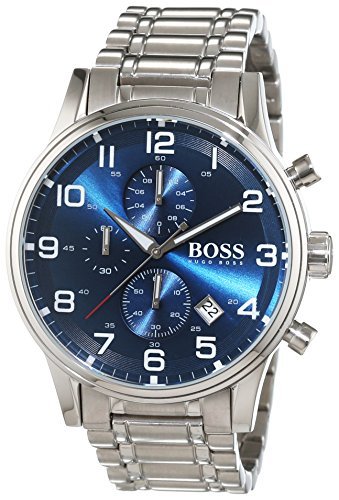 Hugo Boss Aeroliner Blue Dial Silver Steel Strap Watch for Men - 1513183 Watches Hugo Boss   