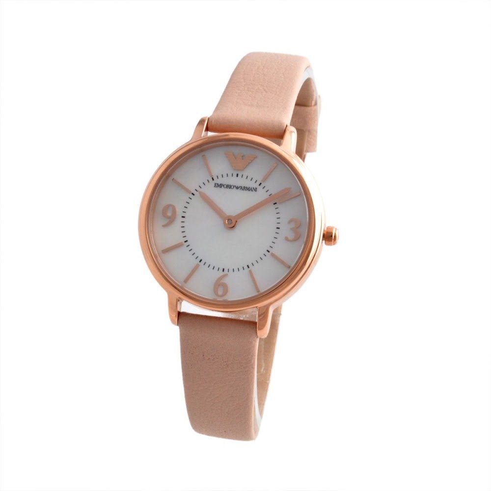 Emporio Armani Kappa White Mother of Pearl Dial Pink Strap Watch For Women - AR2512 Watches Emporio Armani   