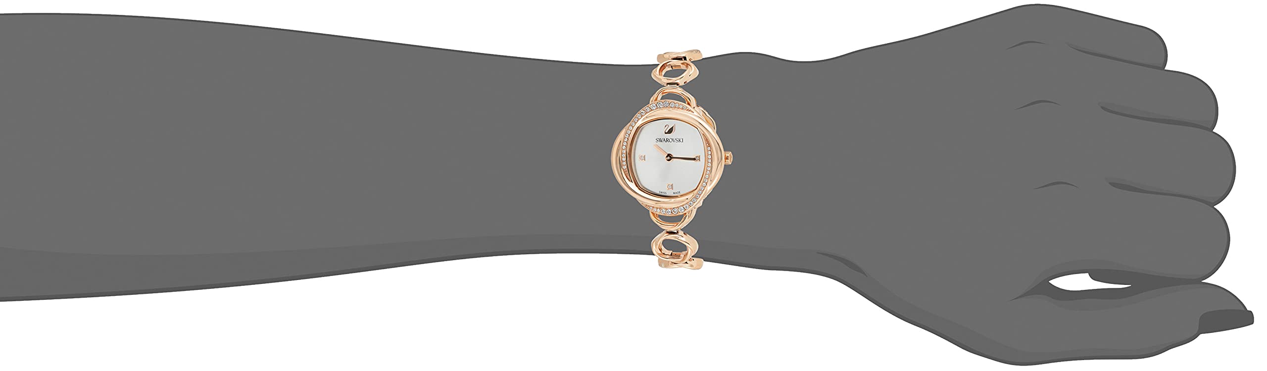 Swarovski Crystal Flower Silver Dial Rose Gold Steel Strap Watch for Women - 5547626 Watches Swarovski   