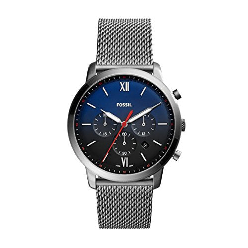 Fossil Neutra Chronograph Blue Dial Silver Mesh Bracelet Watch for Men - FS5383 Watches Fossil   