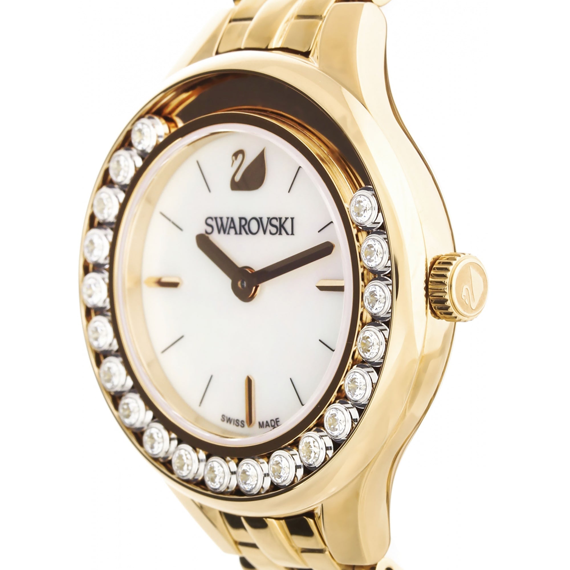 Swarovski Lovely Crystals White Dial Gold Steel Strap Watch for Women - 5242895 Watches Swarovski   