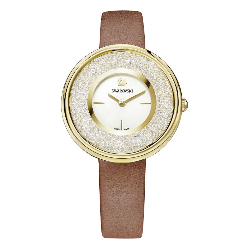 Swarovski Crystalline Pure White Dial Brown Leather Strap Watch for Women - 5275040 Watches Swarovski   