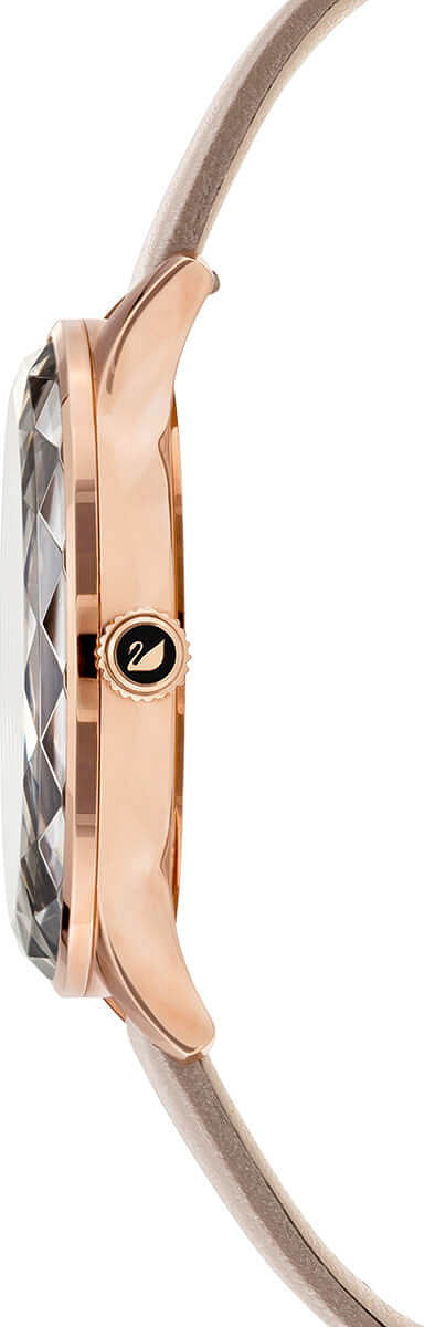 Swarovski Octea Nova Grey Dial Grey Leather Strap Watch for Women - 5295326 Watches Swarovski   