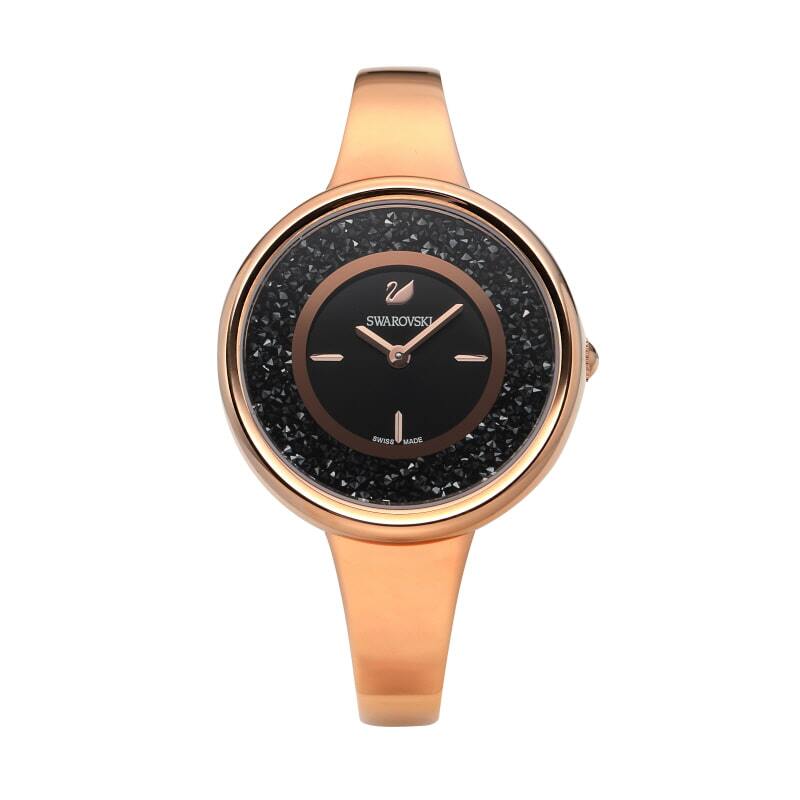 Swarovski Crystalline Pure Black Dial Rose Gold Steel Strap Watch for Women - 5295334 Watches Swarovski   