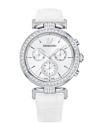 Swarovski Era Journey Silver Dial White Leather Strap Watch for Women - 5295346 Watches Swarovski   