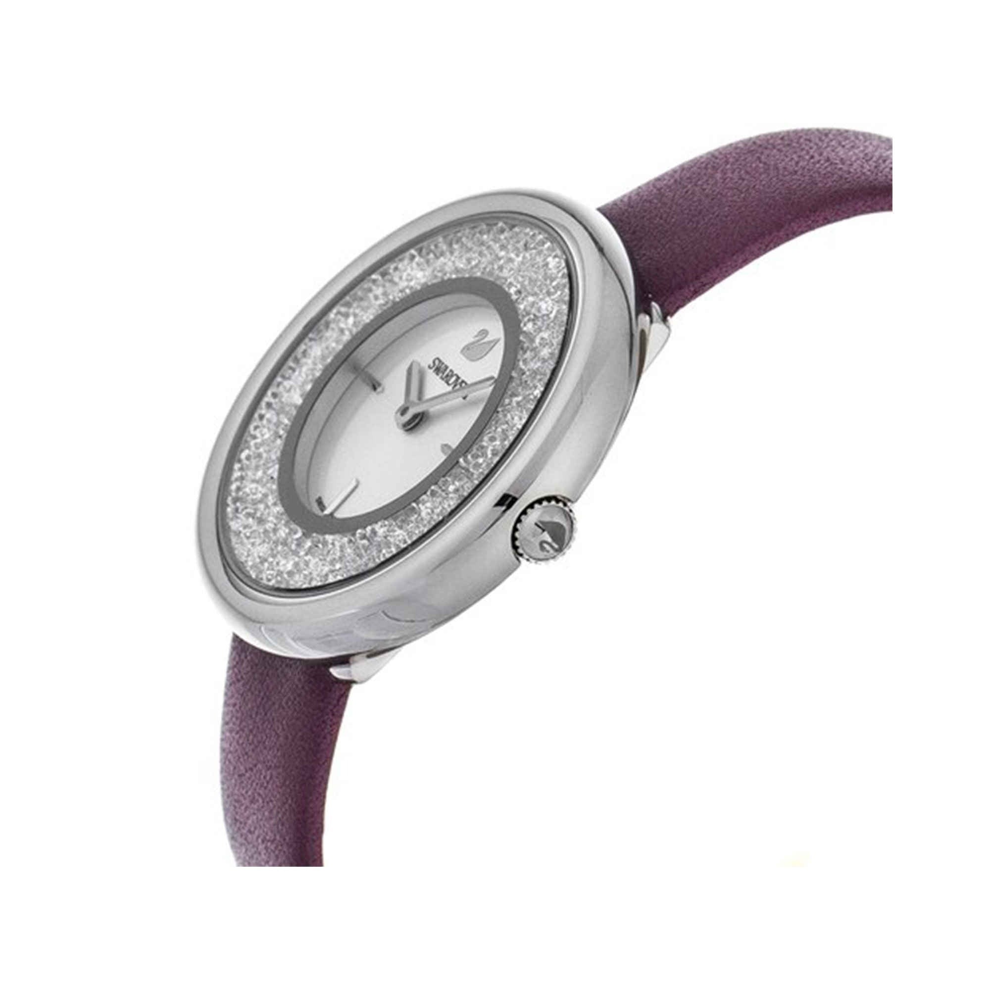 Swarovski Crystalline Silver Dial Purple Leather Strap Watch for Women - 5295355 Watches Swarovski   