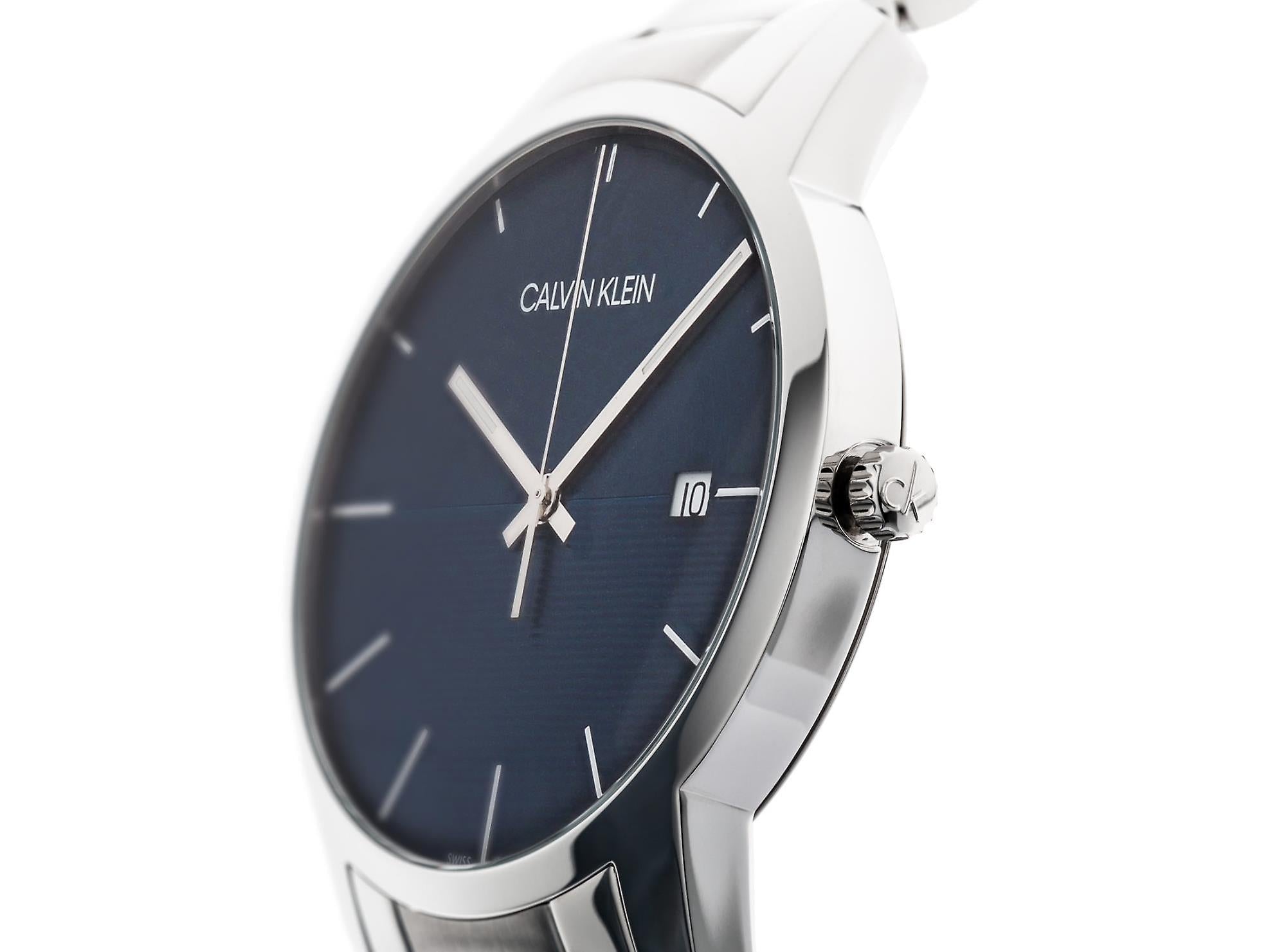 Calvin Klein City Blue Dial Silver Steel Strap Watch for Men - K2G2G14Q Watches Calvin Klein   