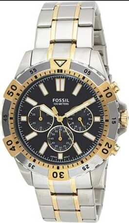 Fossil Garrett Analog Black Dial Two Tone Steel Strap Watch for Men - FS5771 Watches Fossil   