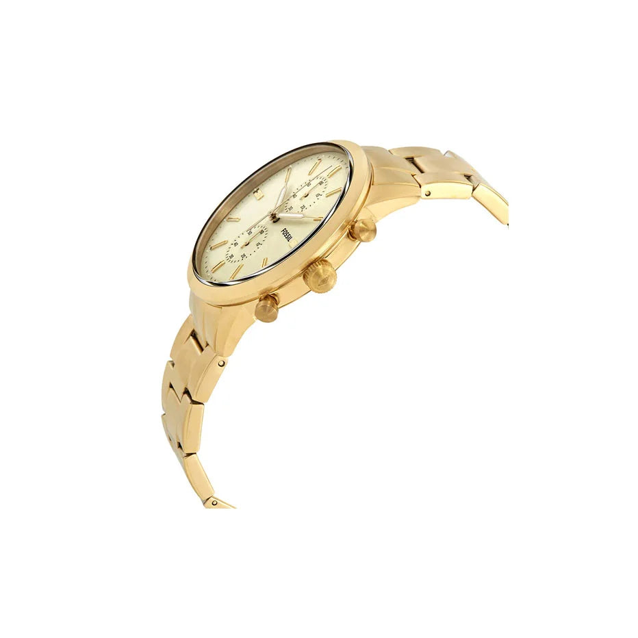 Fossil Townsman Chronograph White Dial Gold Steel Strap Watch for Men - FS5348 Watches Fossil   