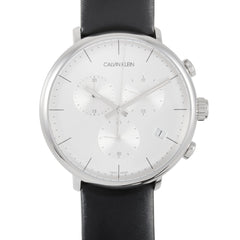 Calvin Klein High Noon Chronograph White Dial Black Leather Strap Watch for Men - K8M271C6 Watches Calvin Klein   