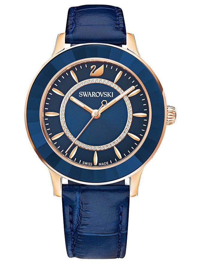 Swarovski Octea Lux Blue Dial Blue Leather Strap Watch for Women - 5414413 Watches Swarovski   