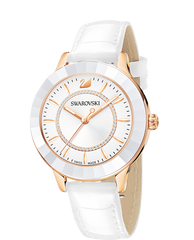 Swarovski Octea Lux White Dial White Leather Strap Watch for Women - 5414416 Watches Swarovski   