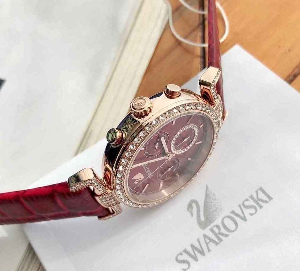 Swarovski Era Journey Red Dial Red Leather Strap Watch for Women - 5416701 Watches Swarovski   