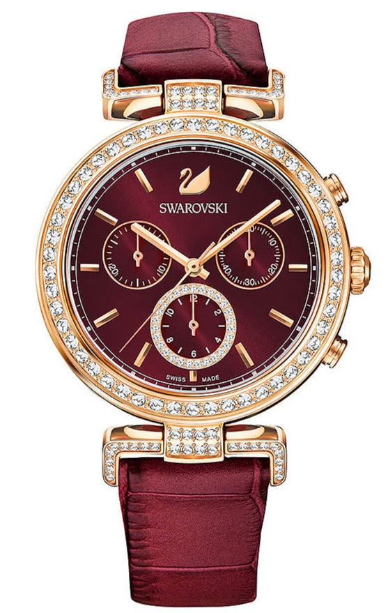Swarovski Era Journey Red Dial Red Leather Strap Watch for Women - 5416701 Watches Swarovski   