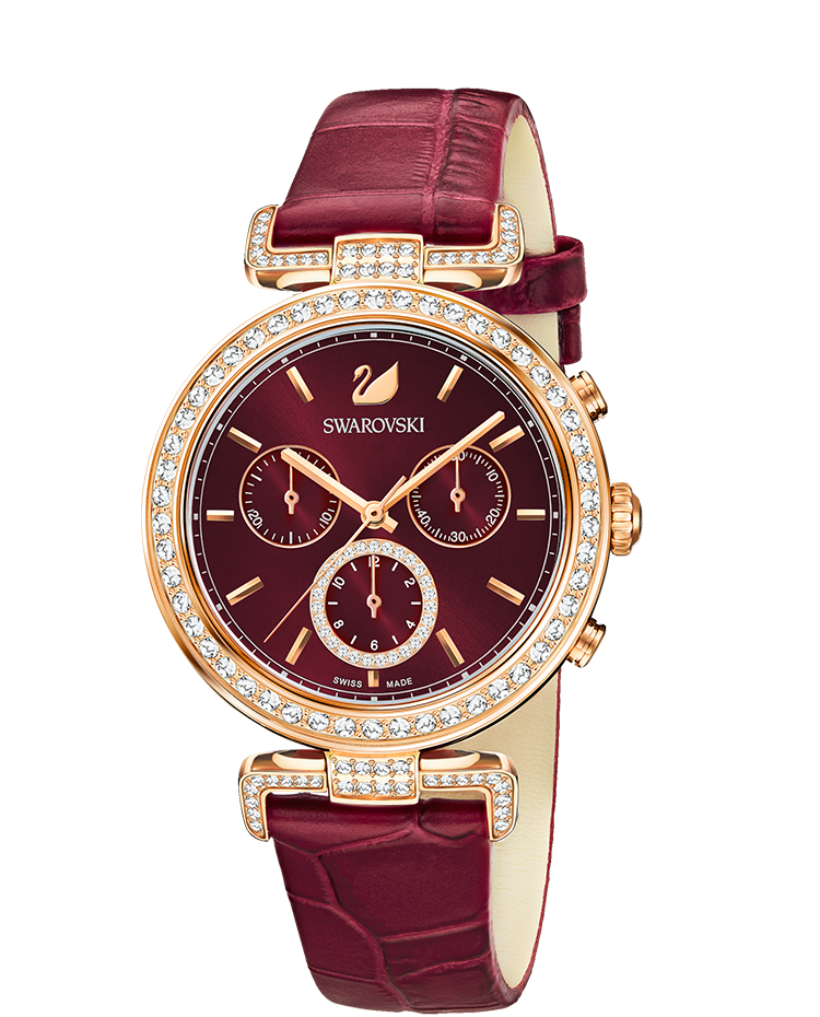 Swarovski Era Journey Red Dial Red Leather Strap Watch for Women - 5416701 Watches Swarovski   