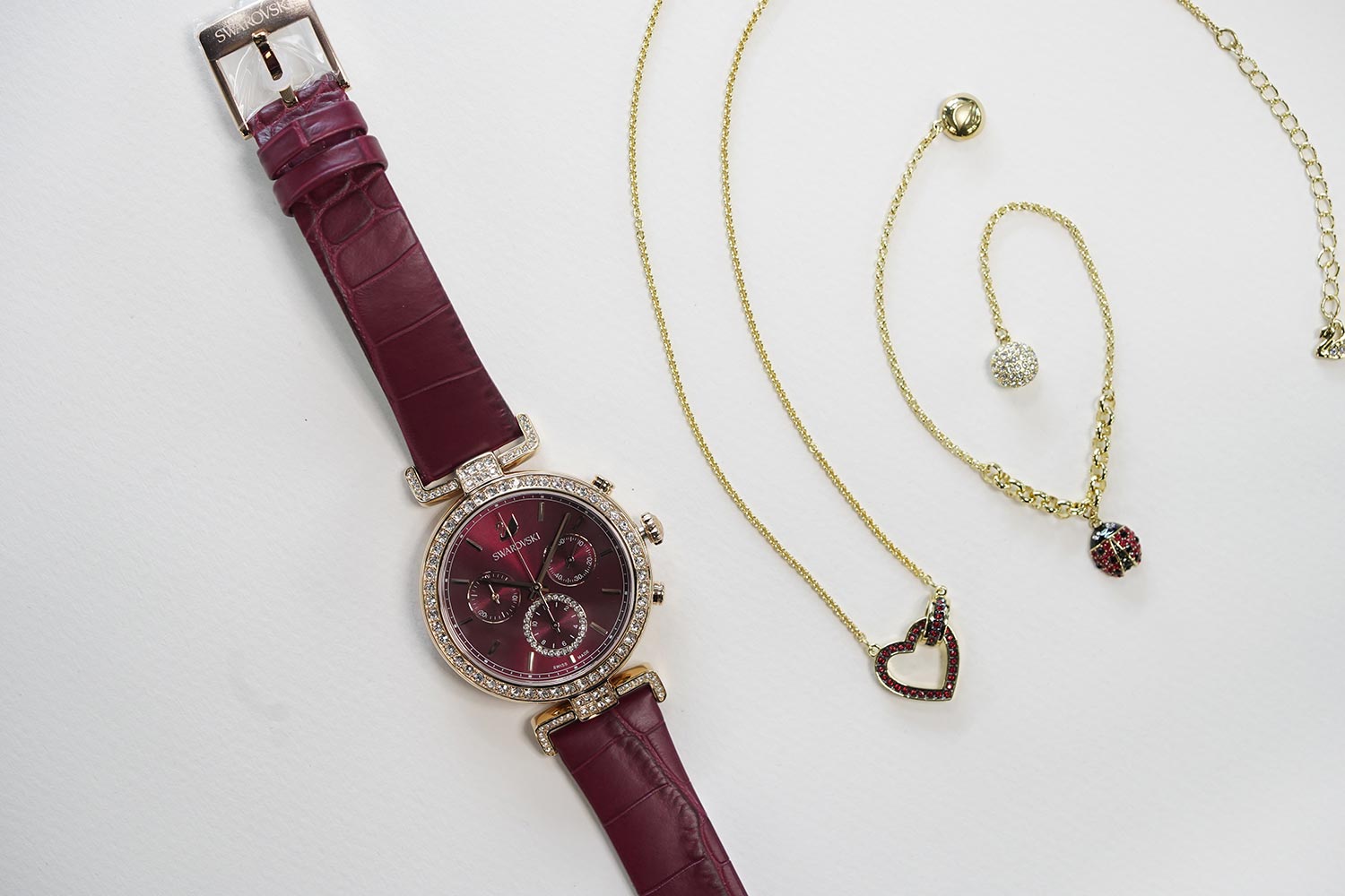 Swarovski Era Journey Red Dial Red Leather Strap Watch for Women - 5416701 Watches Swarovski   