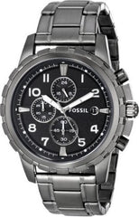 Fossil Dean Chronograph Black Dial Black Steel Strap Watch for Men - FS4721 Watches Fossil   